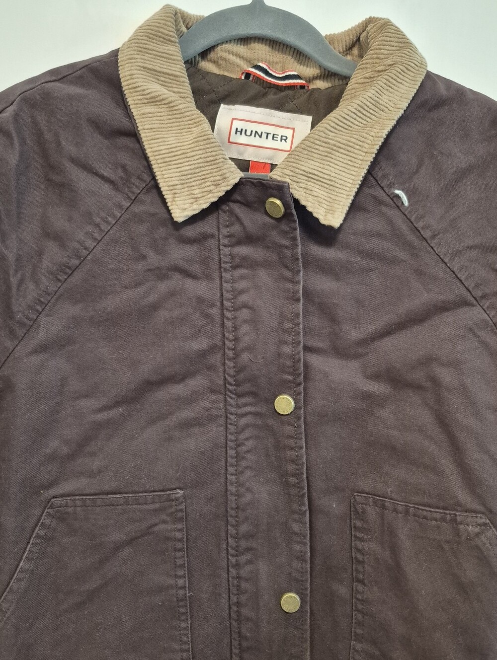 Hunter Barn Jacket Brown Canvas Corduroy Collar Boxy Oversized Sz L $149 NWT - Picture 4 of 16